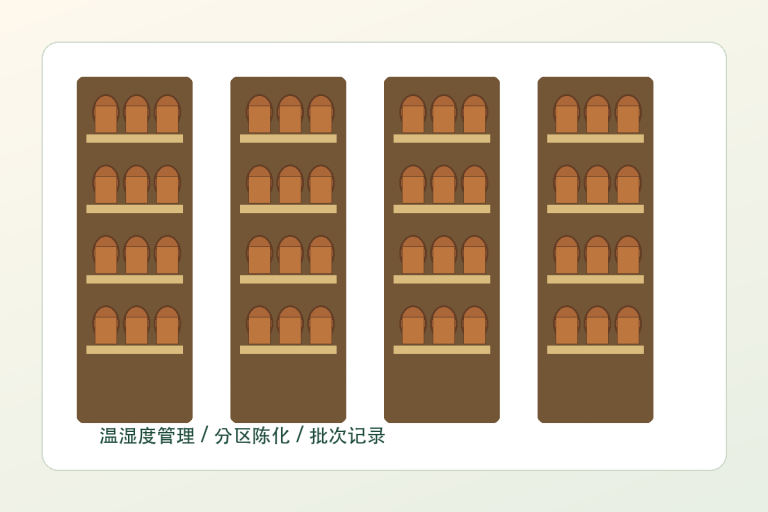 陈皮陈化仓储和批次管理示意图